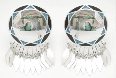 Circle earrings with rhombs