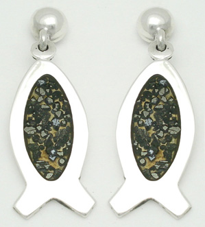 Earrings fish with stone with resin