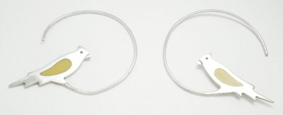Birdies earrings in half a pendant earring
