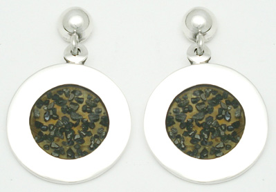 Earrings of stuffed circle with resin