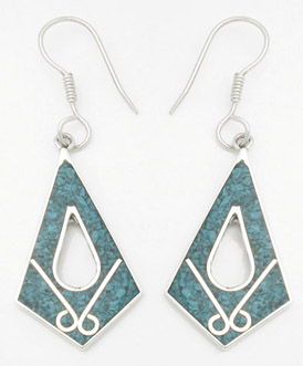 Earrings rhomb drop perforated with resin