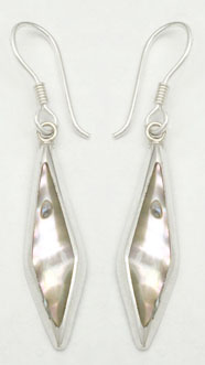 Earrings rhomb with shell to the center