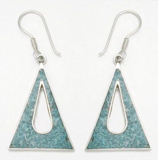 Earrings triangle with resin and soaked drop