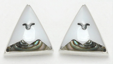 Earrings triangle with scenery in shell