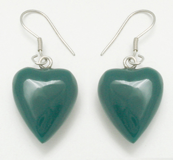 Earrings heart of synthetic jade