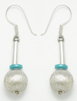 Earrings ball diamond finished with stone turquoise