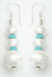 Earrings 3 balls diamond finshed with turquoise stones