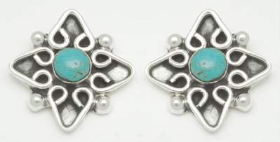 Aretes covers with stars with stone turquoise