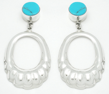 Earrings drunk turquoise and big oval