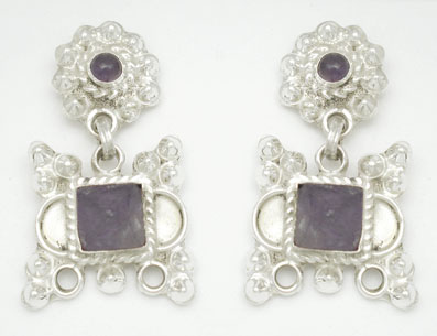 Earrings and  circle square with sphere and stone