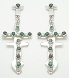 Earrings double cross with stones