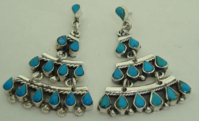 Drops earrings with stone turquoise