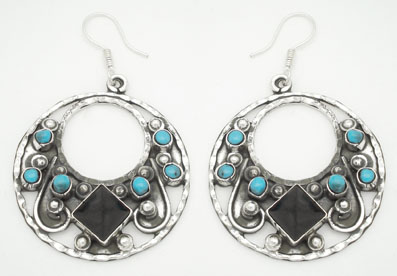 Earrings double circle with stones