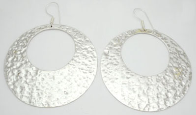 Earrings hammered circle pendant earrings