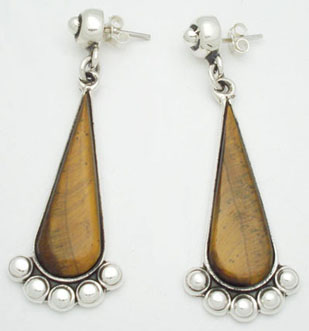 Agate earrings in drop with spheres