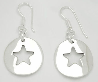 Circle earrings with soaked star