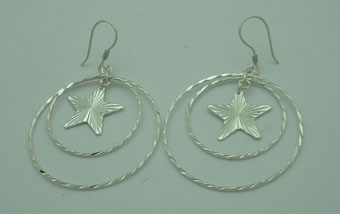 Double pendant earrings with stars diamond finisheds