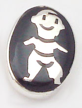 Button of oval of red resin with child  small