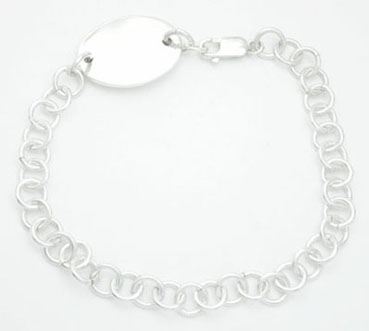Bracelet medium chain with pendant flat oval