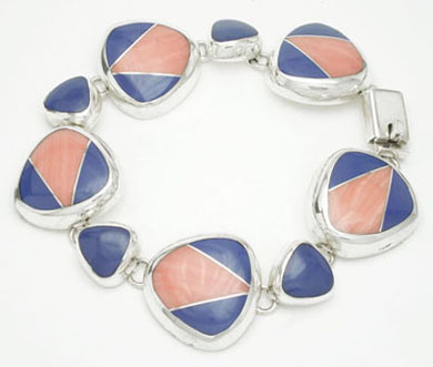 Bracelet big and small triangle of multicolored stone