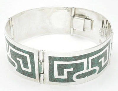 Bracelet rectangles with figure of turquoise