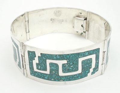 Bracelet turquoise zipped in rectangles