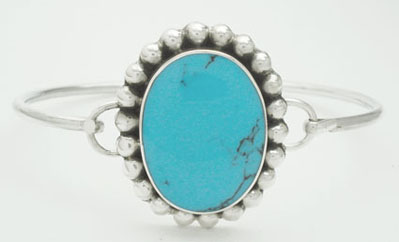 Bracelet  tube with oval and sphere of turquoise it