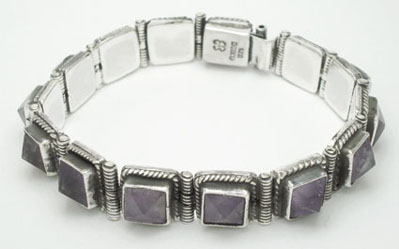 Bracelet squares with wire of spiral and stone amethyst