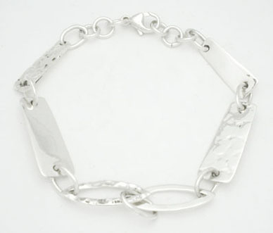 Bracelet oval rectangles smooth and hammered