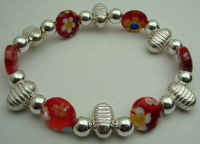 Bracelet sphere ovals and circles of red murano
