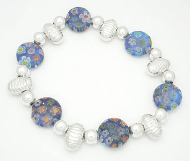 Bracelet sphere ovals and circles of navy blue murano