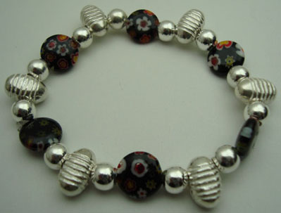 Bracelet sphere ovals and circles of murano black