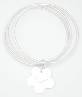 Bracelet 3 hoops with double smooth flower