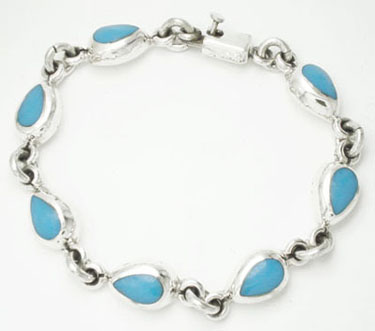 Bracelet of drops of turquoise with rings