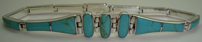 Bracelet bars with turquoise ovals quitman