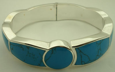 Turquoise bracelet in circles and rectangles