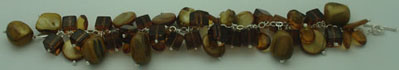 Bracelet of tiger eye shell and crystal brown