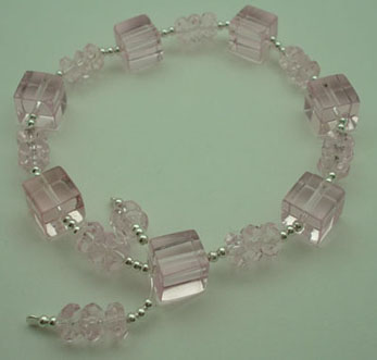 Bracelet pink crystal block 8 mm