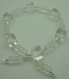 Bracelet white crystal block 8 mm