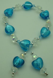 Bracelet murano navy blue hearts