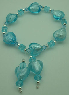 Bracelet murano blue hearts