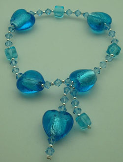 Bracelet murano navy blue hearts