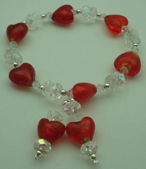 Bracelet murano red hearts