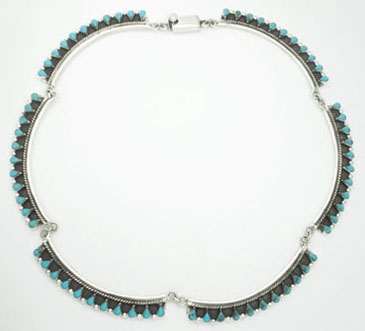 Necklace arches of drops in turquoise