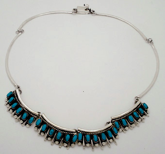 Arches necklace with ovals of turquoise and peaks