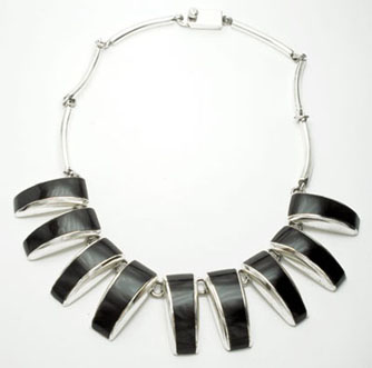 tubes necklace with rectangles of black onyx