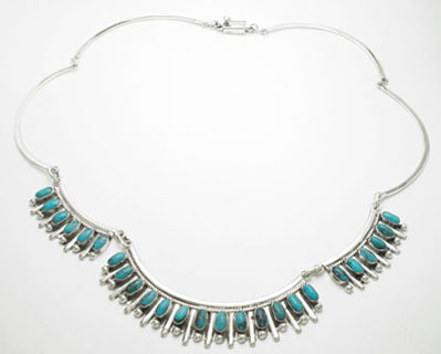 Arches necklace with ovals and peaks of turquoise