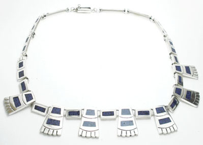 Necklace rectangles small and big of sodalite