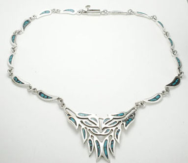 Necklace of drops and triangle of drops in turquoise