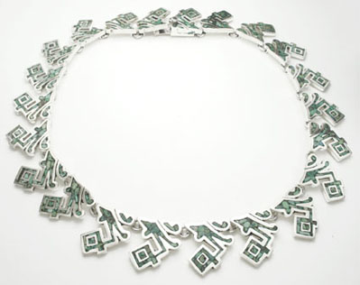 Necklace squares in design of turquoise